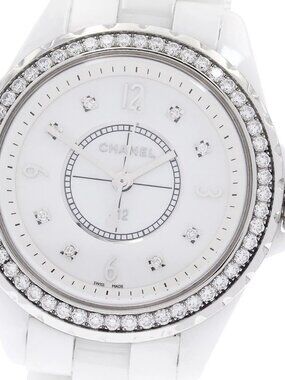 CHANEL J12 H3110 Diamond bezel, 8 diamonds, white ceramic Quartz Ladies_947380